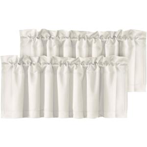 H.VERSAILTEX Ivory Valances for Windows, Room Drakening Small Window Kitchen Valances Curtains, Rod Pocket Cafe Valance for Bathroom Laundry Basement 2 Packs, 52" W x 18" L, Ivory/Cream