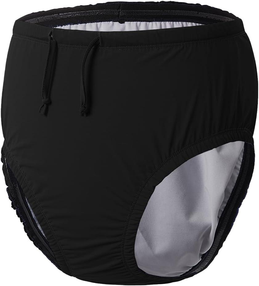 Adult Reusable Swim Diapers Special Needs Swimwear for Incontinence Cloth Diaper Covers Waterproof,Leakproof, Unisex (Black, XL)