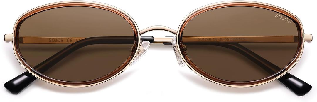 SOJOS Trendy Oval Polarized Sunglasses for Women Men, 80s 90s Chic Retro Vintage Sunnies SJ1248