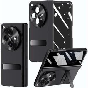 for OnePlus Open Case with Privacy Screen Protector, All-Inclusive Phone Case with Hinge Protection Screen Protector Scratch-Resistant Kickstand Hard PC Protective Cover for OnePlus Open Black