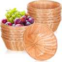 Zopeal 12 Pcs 7'' Woven Bread Baskets Bulk Plastic Round Woven Small Baskets for Gifts Empty Bread Serving for Food Fruit Easter Kitchen Restaurant Centerpiece Display Christmas