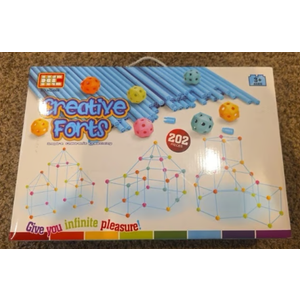 202 Piece Fort Building Kit - Indoor Play Engineering Set with Connecting Sticks & Balls - Creative STEM Building Toys for Kids Play Spaces, Tents & Hideouts