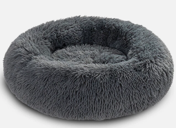 20in Cat Beds for Indoor Cats, Calming Donut Bed for Puppy and Kitten, Washable Round Fluffy Pet Bed for Small Medium Dogs and Cats (Dark Grey)