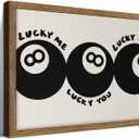 Trendy Black 8 Ball Wall Art, Funny Lucky You Y2k Canvas Wall Decor Painting, Funky Cool Billiards Posters Prints Pictures for Living Room Bedroom Apartment Dorm Room Decor 16x24 Inch Wood Framed