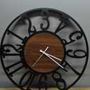 1st owned Large Wall Clock for Living Room Decor- 20" Decorative Antique Silent Non Ticking,Battery Operated,Black Metal,Wood Clocks for Farmhouse,Dining Room,Bedroom,Kitchen - Arabic Numerals