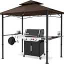 MASTERCANOPY 8 x 5 Grill Gazebo Outdoor BBQ Gazebo Canopy with 2 LED Lights (Brown)