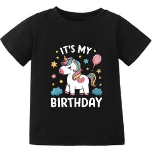 It's My Birthday Shirt for Toddler Girls 1st 2nd 3rd 4th 5th Girls Birthday Party Outfit Short Sleeve Gift Tshirt, M