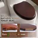 Solid Wood Elongated Toilet Seat with Soft Close Hinges, Decorative Style, Natural Wood, 18.5 x 34 Inches (Light Brown)