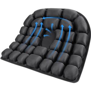 Starlo Sondour Travel Seat Cushion, Airplane Cushion Long Flight, Portable Airline Cushion with Air Pump, Wheelchair Cushion;Pressure Relief Inflatable Seat Cushion (Round Black)