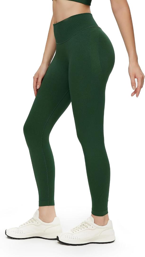 NANJI Seamless Leggings for Women - Scrunch Butt Lifting No Front Seam Mid Waist Squat Proof Active Workout Gym Yoga Pants (Green)