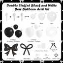 Black and White Balloons Arch Kit,JOGAMS 187Pcs White Black Bow Birthday Party Decorations with Bow Double Stuffed Pearl White Balloons Ribbon Pearl Stickers for Birthday Bachelor Bridal Baby Shower