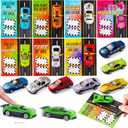 JOYIN 35 Valentines Day Die-Cast Racing Cars Gift Cards for Kids with Valentines School Classroom Exchange Greeting Cards, Vehicle Party Favor Toy Supplies