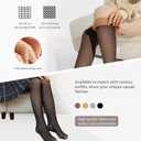 EXQUISLIFE Fleece Lined Tights Sheer Women - Fake Translucent Warm Pantyhose Leggings Sheer Thick Tights, for Winter (Small, Black+coffee)