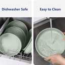 LIANYU Pasta Bowls Set of 2, 33oz Large Stoneware Salad Serving Bowls, Round and Wide Pasta Plates for Dinner, Dishwasher & Microwave Safe, Fog Green