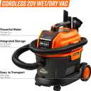 Armor All DAA202W 0901 2.5 Gal 20V Max Cordless Wet/Dry Vac Orange/Black