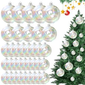 Blurap Christmas 60PCS Iridescent Ornaments Balls Multisize Christmas Clear Ornament Balls Clear Plastic Ornaments Ball for Xmas Tree Halloween Plastic Ornament Ball for Wreath Wedding Party