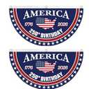 WENWELL 250 year anniversary Birthday Bunting Flag, Patriotic USA Anniversary Fan Banner 1776-2026, 2x4 FT, Navy Blue Red White, with Brass Grommets, 2 Pack