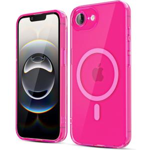 LoeoeL for iPhone 17e 16e Case Clear Mag Safe, Magnetic Transparent TPU Silicone Compatible with Magsafe Phone Case for Women, Slim Thin Glossy Non-Yellowing Bright Hard Plastic, Hot Pink