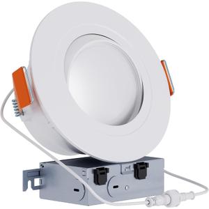 HALO RA 6-Inch Canless LED Recessed Downlight with Adjustable Gimbal, Selectable Lumens and Selectable Color Temperature Settings, Dim-to-Warm Technology, Damp Location Rated - RA6LS9FSD2W1EWHDM (White)