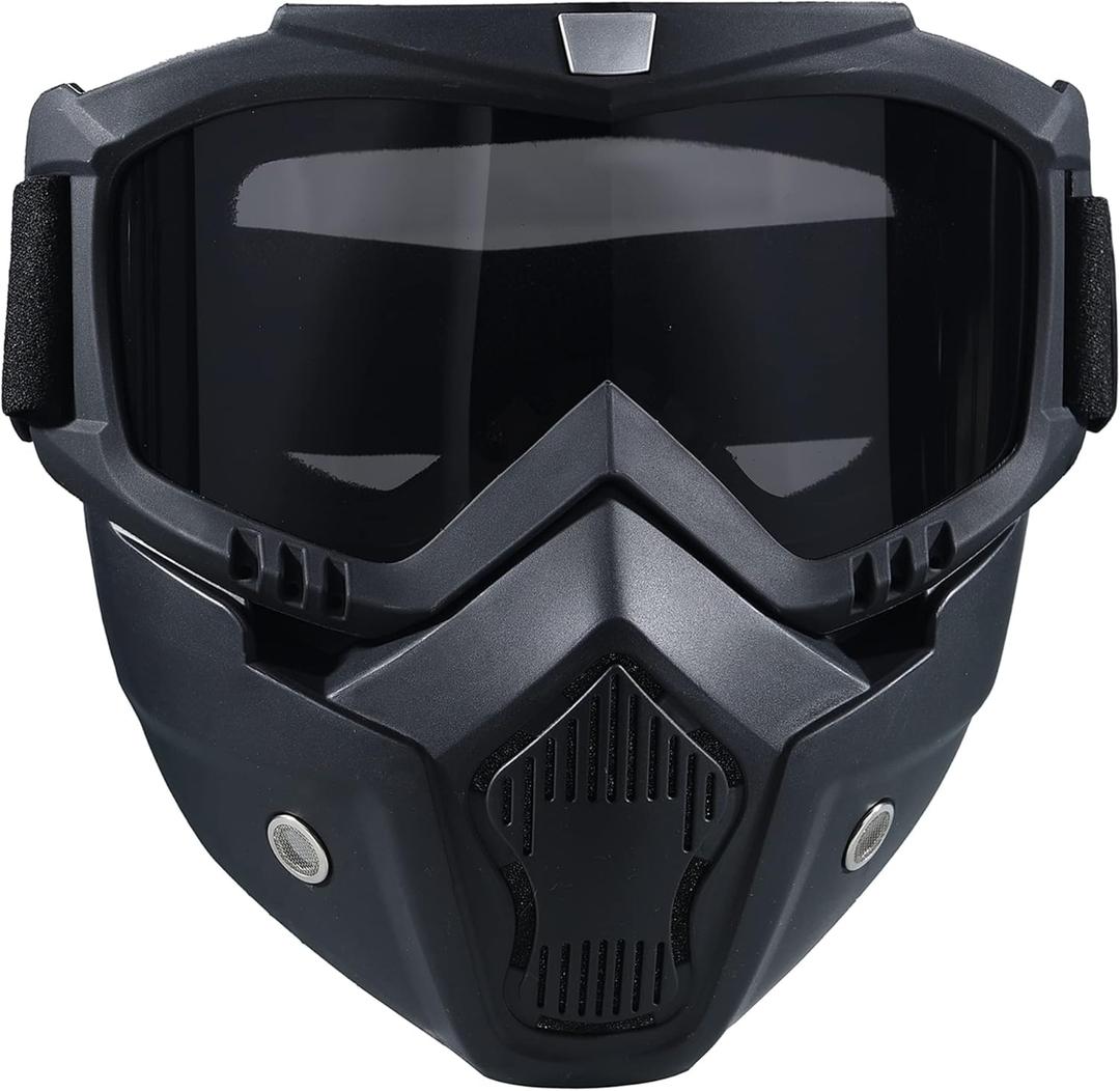 Paintball Mask Anti Fog,Tactical Full Face Mask Ski Mask Goggles Detachable Adjustable,Motorcycle Riding Face Protection (Black)