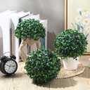 4 x Hotop 4 Pcs 7 Inch Artificial Plant Topiary Ball 4 Layers Garden Spheres Boxwood Balls Artificial Topiaries Spheres Decorative Plants for Backyard, Balcony, Garden, Indoor Outdoor Decor (Green)