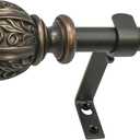 Decopolitan 5/8" Leaf Ball Curtain Rod Set, 26 to 48 Inches, Vintage Bronze