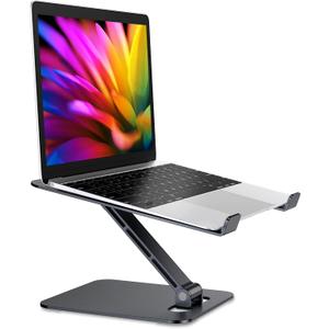 RIWUCT Foldable Laptop Stand, Height Adjustable Ergonomic Computer Stand for Desk, Aluminum Portable Laptop Riser Holder Notebook Mount Compatible with MacBook Pro Air, HP, Dell 10-16"(Black)
