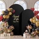 Black Arch Cover 2 Set - 7.2FT, 6FT - Wrinkle Free Spandex Wedding Arch Stand Covers for Birthday Party, Baby Shower, or Banquet Decoration Round Top Chiara Arch Cover