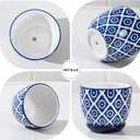 Ceramic Succulent Planter Pots - 3.5 Inch Small Flower Pot with Drainage Holes and Saucers for Indoor Plant, Cactus, Herbs, Outdoor Plants, Home Decor, Set of 4, Vintage Blue