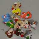 Blueweenly 12 Pcs Mini Christmas Stuffed Animal Plush Toys Plush Keychain with Santa Hat Tiny Xmas Doll Ornaments Christmas Tree Decor for Party Favors Classroom Prize Stocking Fillers