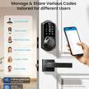 Veise VE07 Fingerprint Smart Door Lock, 7-in-1 Keyless Entry Deadbolt with App Control, Electronic Digital Touchscreen Keypad, Biometric Smart Locks for Front Door, Auto Lock, Matte Black