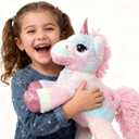 Small Stuffed Unicorn Animal Pink Rainbow Plush Little Plushy Fluffy Gifts for Kids Girls Boys Girlfriend for Birthday Christmas, 15 inch