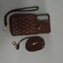MONASAY Zipper Wallet Case Fit for Galaxy S22 5G 6.1in, [Screen Protector ][RFID Blocking] Flip Leather Handbag Phone Cover with Card Holder Crossbody Shoulder Lanyard Strap, Brown