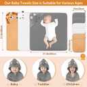 CandyHome 9 PCS Baby Bath Towels for Infants Toddlers, 3 PCS Animal Hooded Baby Towels & 6 PCS Washcloths Set, Ultra Absorbent Soft Cute Newborn Bath Essentials Gifts for Boys & Girls