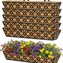 Y&M 6-Pack 30 Inch Railing Planter Boxes 24 Inch 2 Pack, Hanging Balcony Planter, Adjustable Deck Railing Planter Box, Metal Window Boxes Outdoor for Fence, Porch Flower Pots Holder