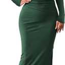 BTFBM Women Bodycon Maxi Dress Long Sleeve Back Slit Ruched Elegant Party Cocktail Formal Fall Wedding Guest Dresses