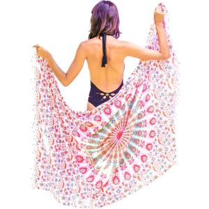 Boho Chic Pareo - Mandala Pareo - Bikini Swimsuit Cover Up - Beach Dress - Wrap (Pink)
