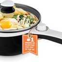 DEZIN Hot Pot Electric Upgraded, Non-Stick Saut Pan, Rapid Noodles Electric Pot, 1.5L Mini Portable Hot Pot for Steak, Egg, Fried Rice, Ramen, Oatmeal, Soup with Power Adjustment (1.6 Quarts, Black)