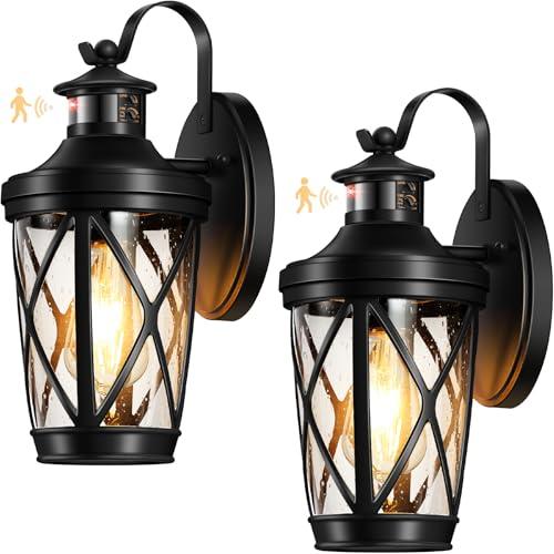 Amazon.com: VIANIS Exterior Lighting Fixtures, Black Outdoor Motion Sensor Light, 2-Pack Outdoor Lanterns for Porch, Anti-Rust Dusk to Dawn Sensor Wall Mount, Modern Exterior Wall Sconce Outside Lights for Patio : Electronics
