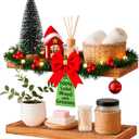 Solid Wood Floating Shelves Bathroom 16 inch Rustic Wall Wood Display Shelves with Grooves Set of 2 Home Decor for Living Room Bedroom Kitchen Farmhouse 16x6.7 inch - Brown