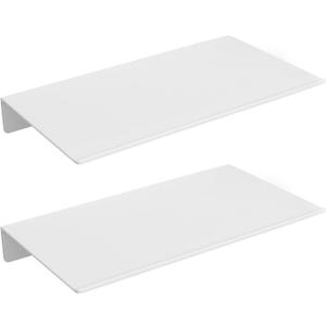 Danpoo White Floating Shelves for Wall Storage, Metal Wall Shelves for Bedroom, Living Room, Kitchen, Small Bathroom Shelves Wall Mount, 8" Mini Display Shelf for Collectibles(2 PCS)