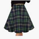 Women's Pleated Vintage Skirts Floral Print Casual Midi Skirt A-Green-Navy Plaid Small, Green Navy Plaid 