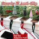 HMASYO Christmas Stocking Holders for Mantle Set of 4, Heavy Duty Iron Stocking Hangers Base, Low Profile Weighted Stocking Holder Hooks for Fireplace Tabletop Shelf Christmas Decoration, Copper