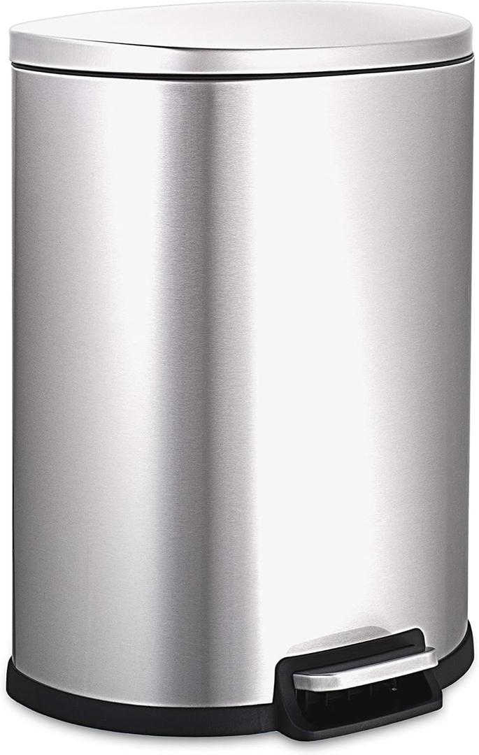 NINESTARS AMZ-SOT-50-3 Step-on Trashcan, 13.2 Gal, Stainless Steel (13.2 Gallons)