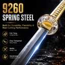 CANGDT Katana Sword, Traditional Handmade Sword, Real 9260 Spring Steel Full Tang Katanas, Authentic Samurai Swords, for Practice, Training, Performance and Collection (Gold)