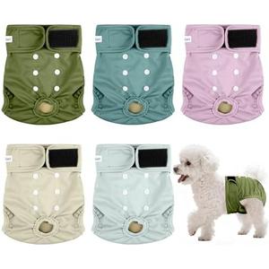 Dog Diapers Female 5pcs,Reusable Dog Doggie Puppy Doggy Diapers Female, Period Panties in Heat, Large