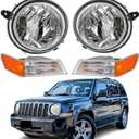 Headlights Assembly Replacement for 2007-2017 Jeep Patriot w/Amber Turn Signal Lights 4Pcs Set, Chrome Housing Amber Side