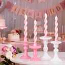 4 Pcs Baby Pink Twisted Spiral Candle Sticks, 7.47 Inch Unscented Smokeless Pink Candlesticks, Aesthetic Girly Taper Candles for Wedding Bridal Shower Baby Shower Birthday Party Dinner Table Decor