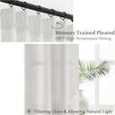 PleatedDrapes Beige White Sheer Linen Curtains 96 Inches Long for Bedroom, Neutral Modern Window Pinch Pleat Living Room Curtain for Sliding Glass Doors Light Filtering with Hooks 40" x 96"x 2Panels