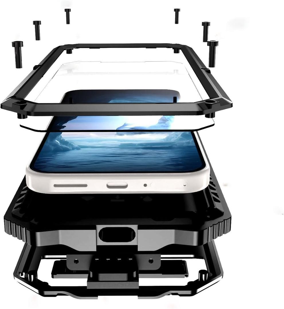 Lunivop for Google Pixel 10 Pro Case/Pixel 10 Case Metal Heavy Duty Phone Case para Built-in Screen Protection Full Body Protective Dust Proof Military - Grade Rugged (6.3 '' Black)